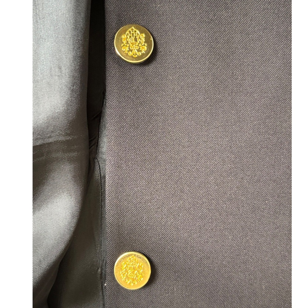 VTG Botany 500 Mens Navy Blue Wool Blazer Sport Coat Gold Buttons 46 Long - Picture 12 of 14